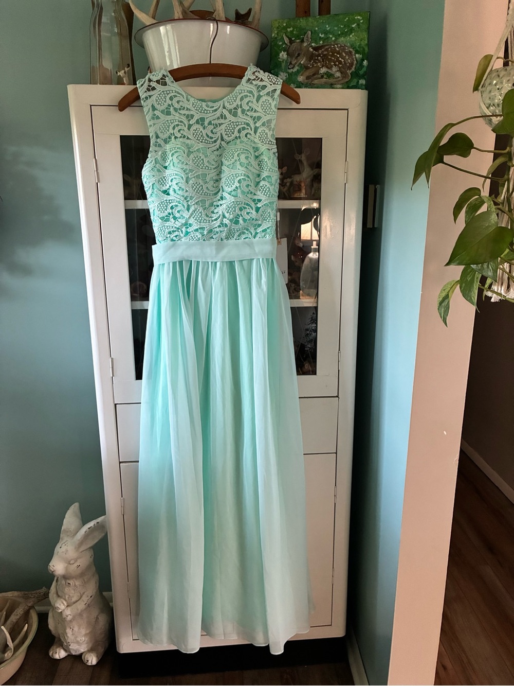 Babyonline Dress sz M Mint Lace Bodice Maxi Dress nwt